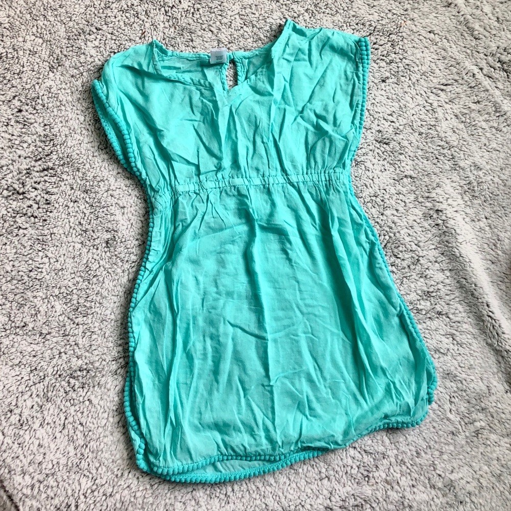 Gorgeous Seafoam Aqua Green Pom Pom Swim Cover Up
